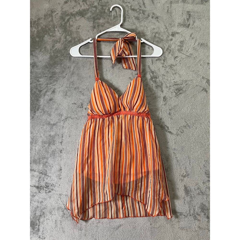 Vintage Orange and Multicolor Striped Tank Dress